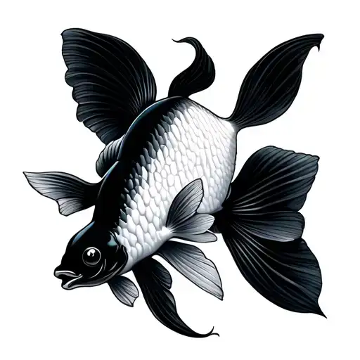 2 Fish White And Black Curled Up In A Position It Looks Like A Tai Chi And A Tooth Between Them