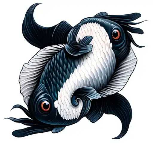 2 Fish White And Black Curled Up In A Position It Looks Like A Ying And Yang