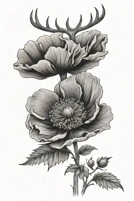 Simple Poppy With A Stag And A Roman Empire Symbol