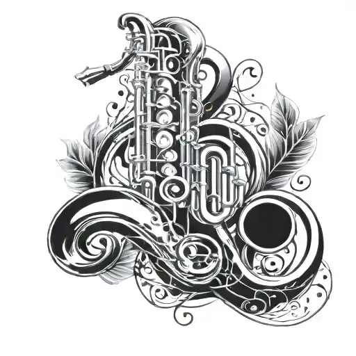 Euphonium With Music Notes And Treble Clef Intertwined