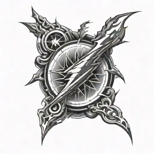 Full Black Arm Sleeve With Lightening