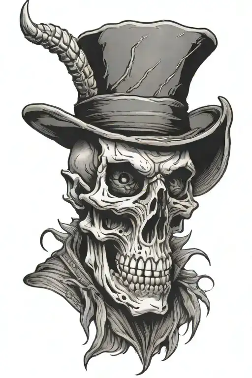 An El Chupacabra Themed Tattoo With A Black-grey Style With A Skull Rugged And Tough