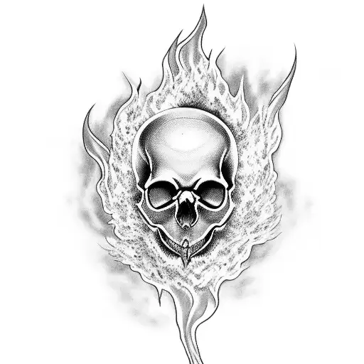A Black And Grey Tattoo Of A Nurse's Skull Surrounded By Flames