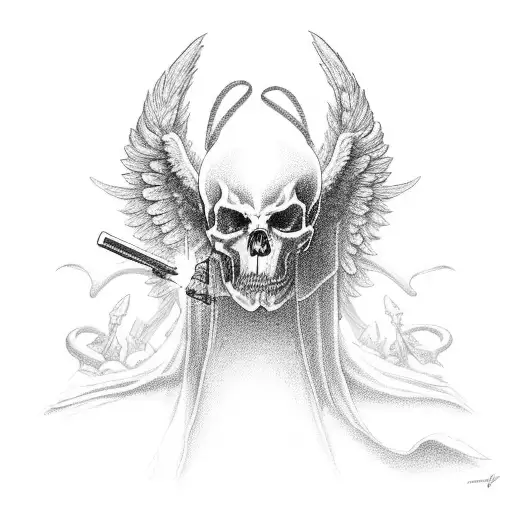 Angel Contra Demonio Con Fondo De Destellos