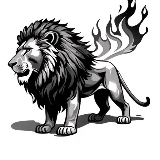Lion And Fire