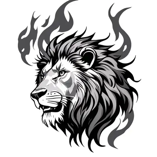 Lion And Fire