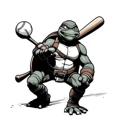 Ninja Turtle Playing Baseball
