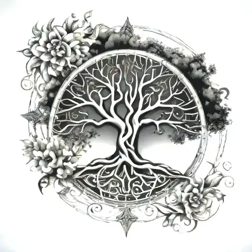 Tree Of Life Compass Rose Intertwined