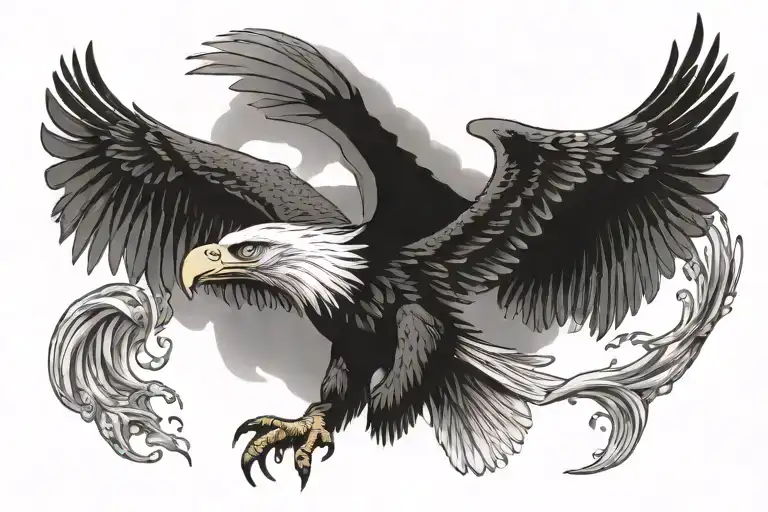 Birdseye View Eagle Rising From Water