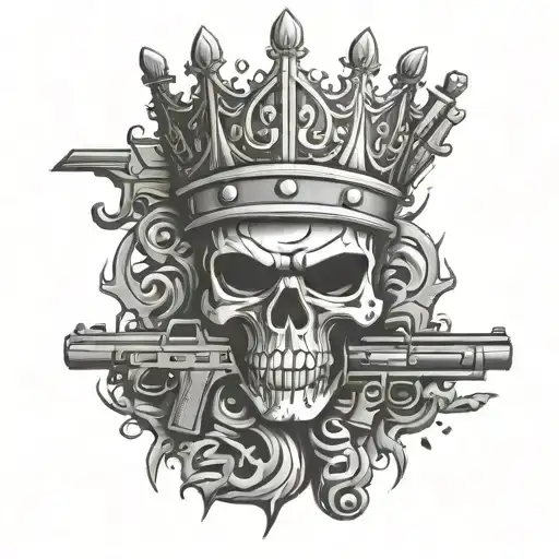 Graffiti Word Buczek With Crown And Guns