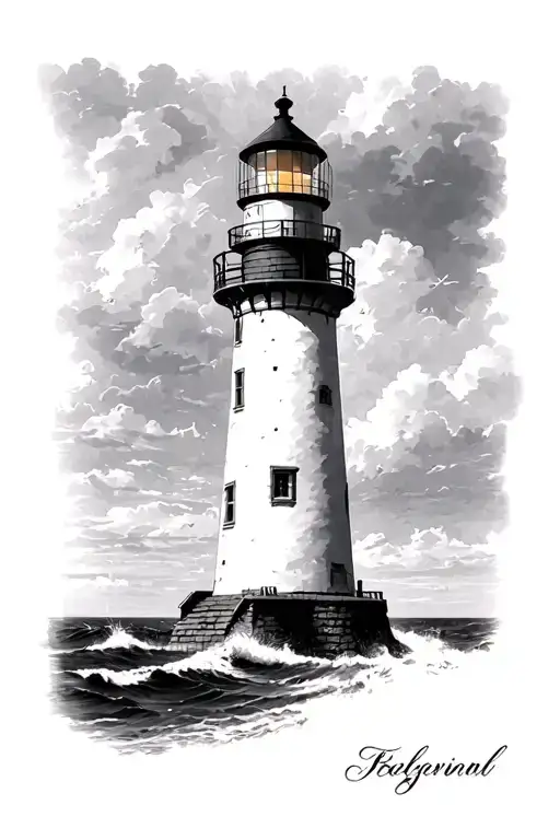 Black And White Realistic Lighthouse