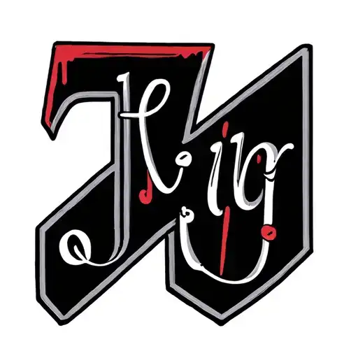 Family Letters Tattoo With Red Ink And Black Border