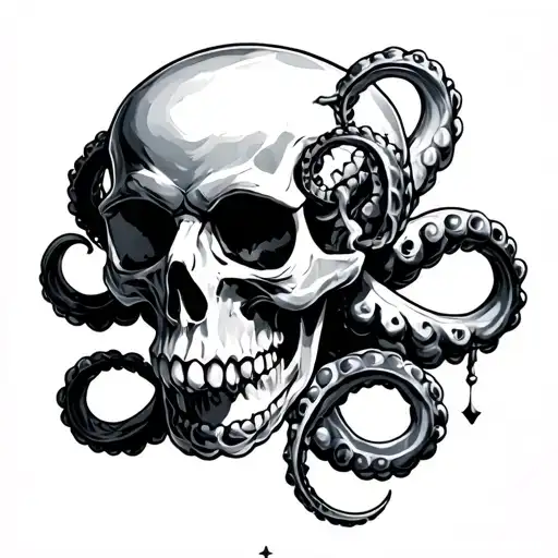 Anchor Through Skull Wrapped In Tentacles