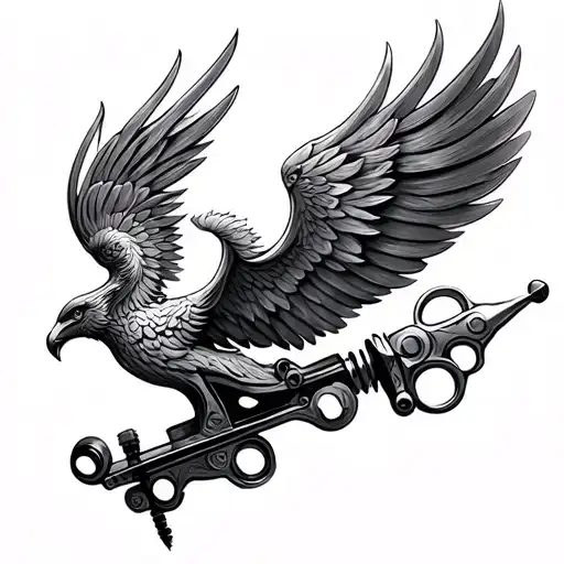 Crazy Tattoo Machine Needle Transforming Metal Into A Phoenix