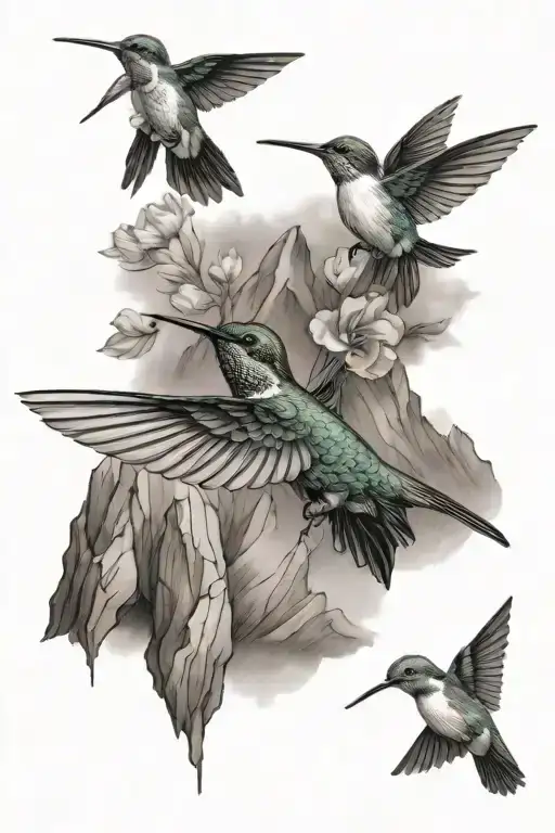 Hummingbird And Mountain Range