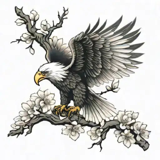 American Eagle In Japanese Cherry Blossom