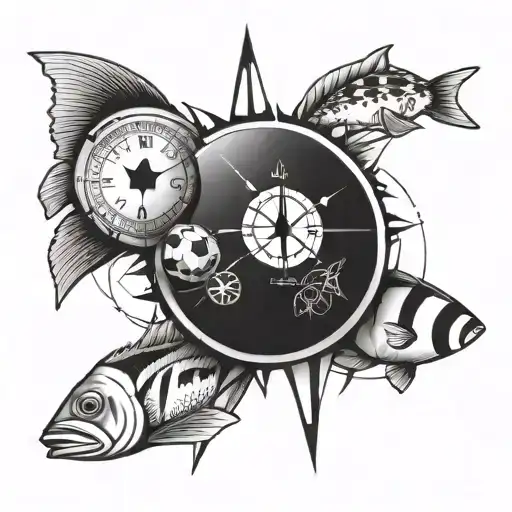 Football Compass And Fish