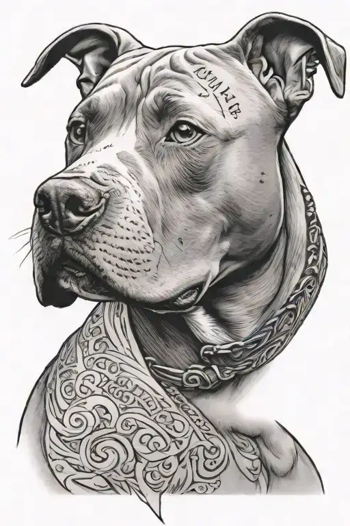 Pitbull With Writing Below