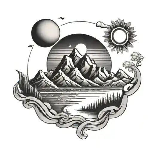 Mountains Sun And Beach Sunset