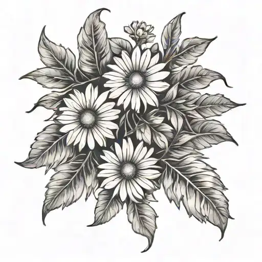 Daisy And Leaves Intertwined