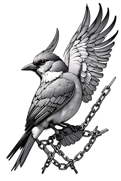 Bird Being Free From Chains