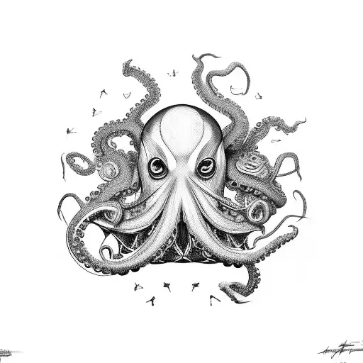 A Basketball Hoop Made Of Psychological Symbols With An Octopus Dunking The Ball