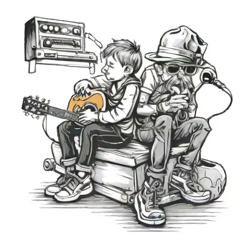 Father And Son Watching A Rock N Roll Concert