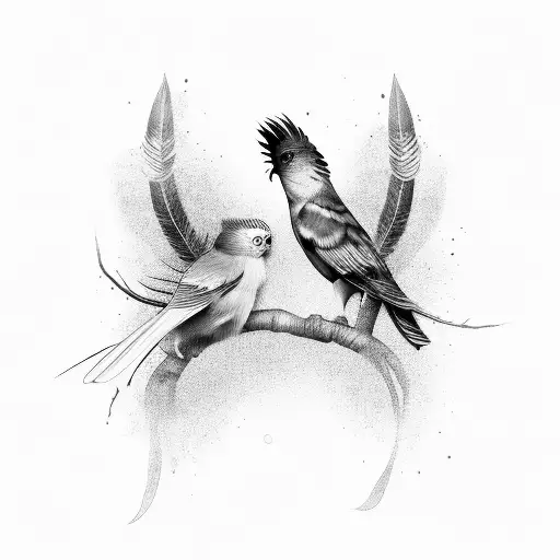 Cockatiel Surrounded By Delicate Black And Grey Feathers