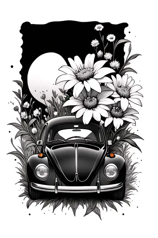 Vw Beetle Hay Mountain Edelweiss Flowers
