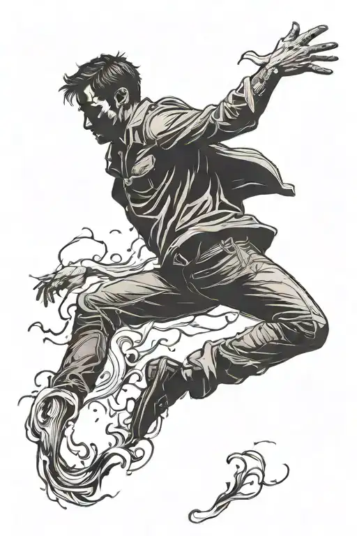 Dark Silhouette Of A Man Falling