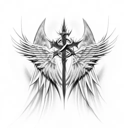 Cross Angel Wings Crown Of Thorns