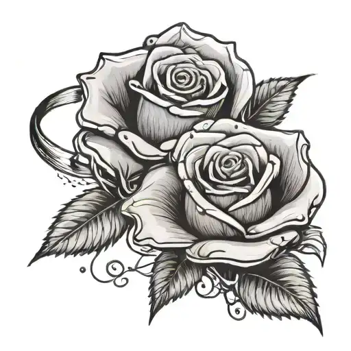 1 Rose On The Left Meet With A Ring And A Rose From The Right Meets The Ring Too