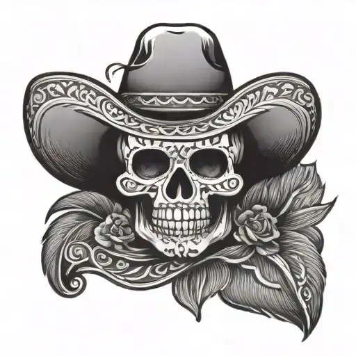 Mexican Skull With Sombrero