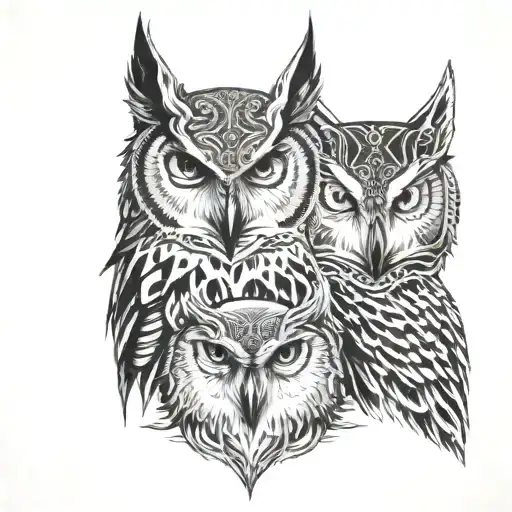 2 Face Owl And Wolf Face