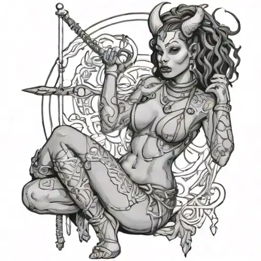 African Demoness Bondage Lingerie Posing