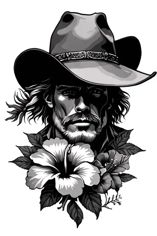 County Cowboy With Hibiscus Flowers