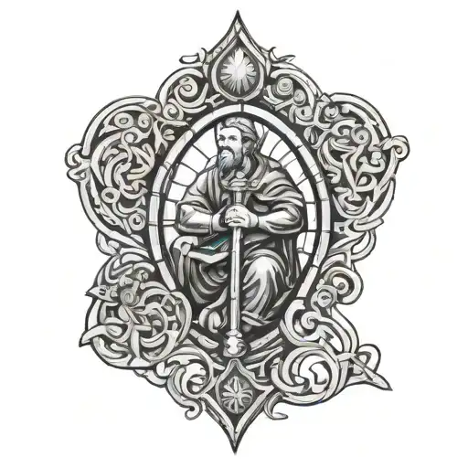 An Intricate Stained Glass Design Of An Irish Artist At Work