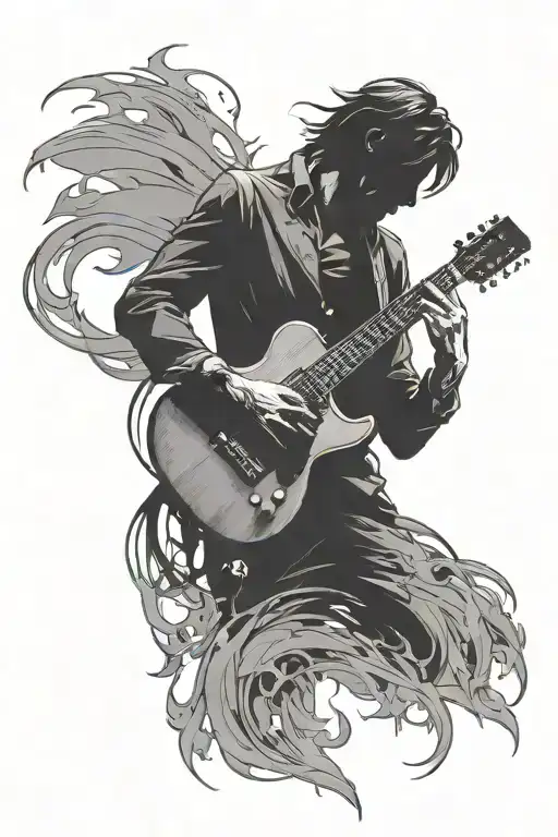Silhouette Holding Guitar