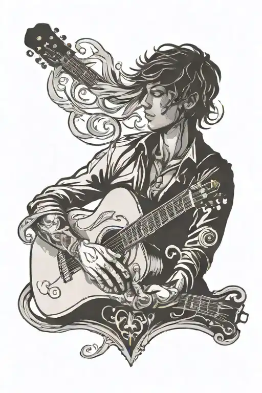 Silhouette Holding Guitar