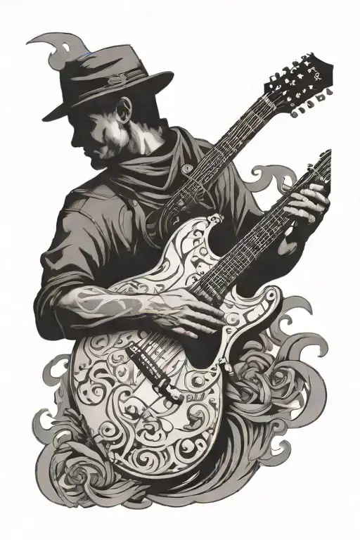 Silhouette Holding Guitar