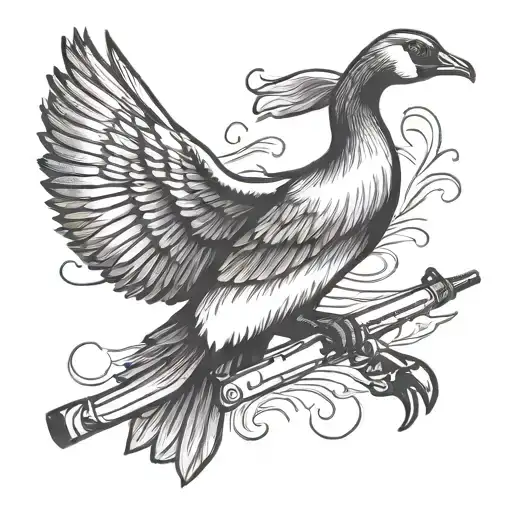 Goose Holding Gun