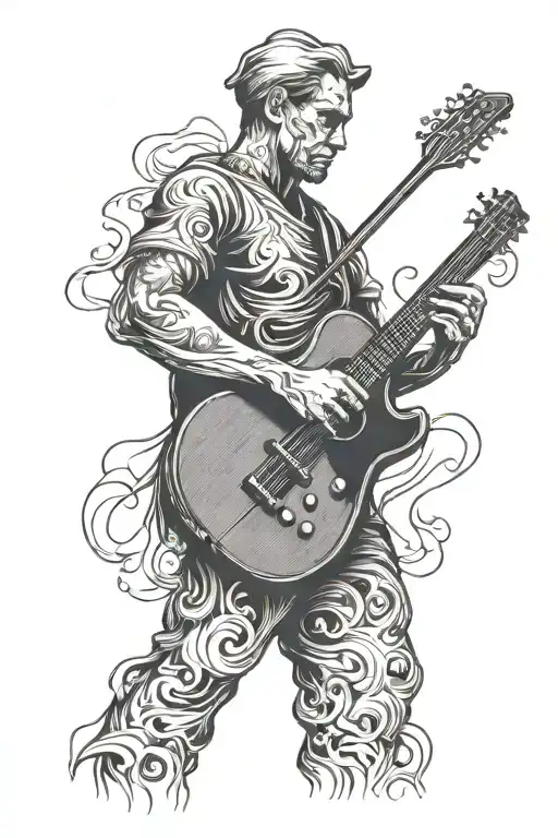 Silhouette Holding Guitar