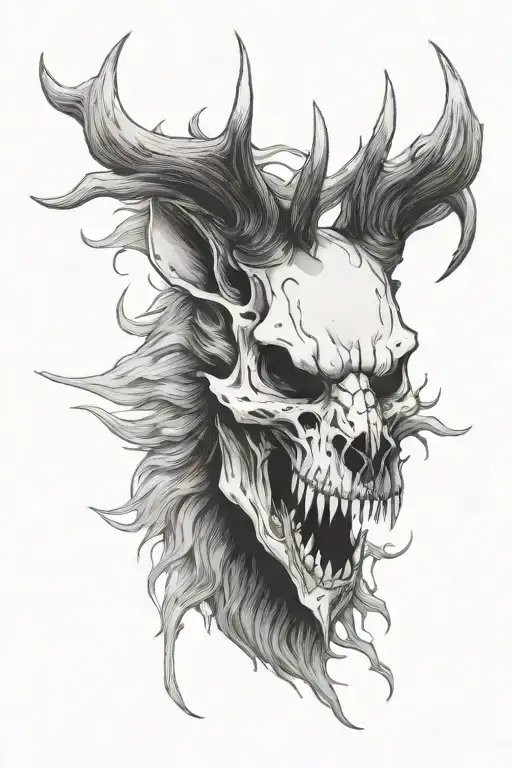 Werewolf And Deer Skull Wendigo Skull Breathing