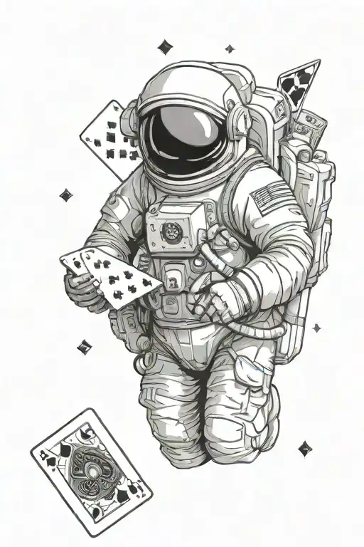 Astronaut With Playing Cards
