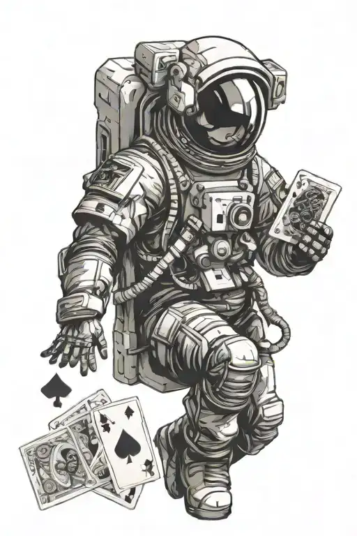 Astronaut With Playing Cards