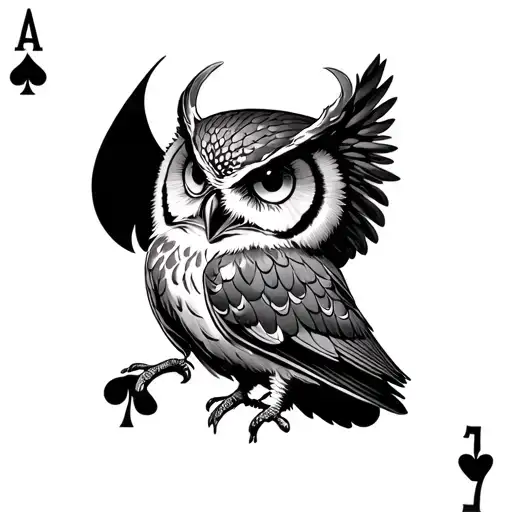 Ace Of Spades With An Owl Inside The Ace
