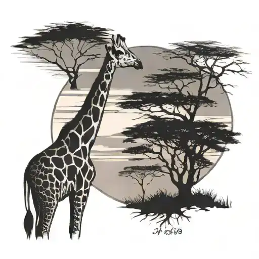 Safari Sunset Giraffe Standing