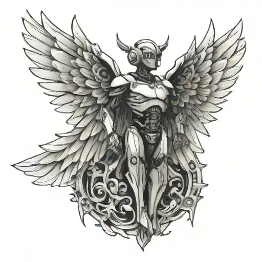 Robot Hybrid Angel Wings Spread Wide