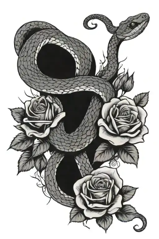 Snake And Roses Trying To Cover My Forearm And A Little Bit Room On My Bicep