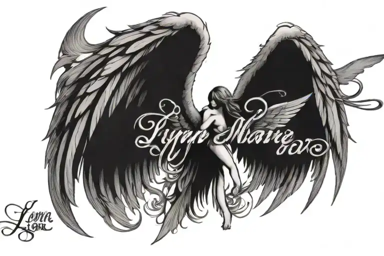The Name Lynn Marie With Angel Wings Flying